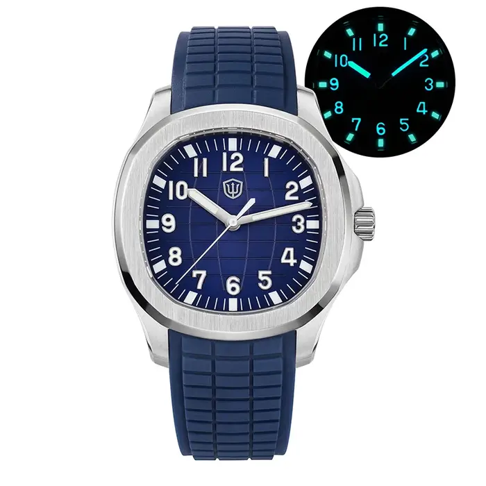 Montre de plongée Watchdives WD008 en acier inoxydable avec bracelet en silicone étanche 100m pour hommes aventuriers et occasions spéciales