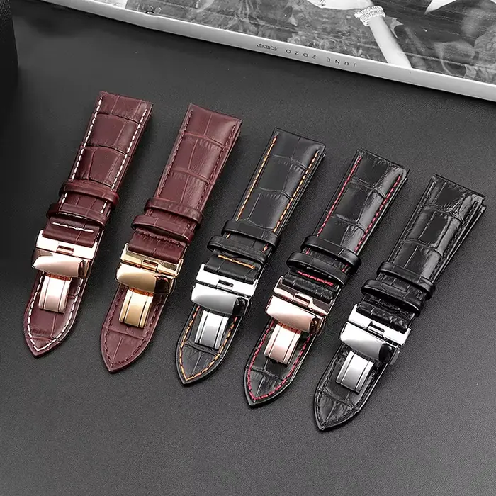 Bracelet de montre en cuir véritable pour hommes