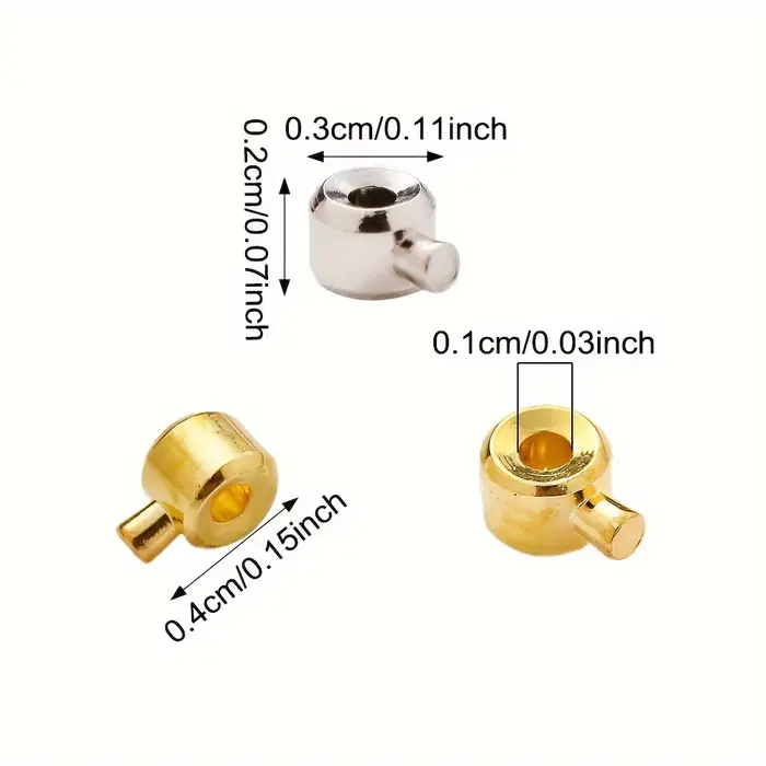 20 pièces de fermoirs de positionnement en cuivre 3x4mm avec capuchons de perles - Connecteurs pour colliers et