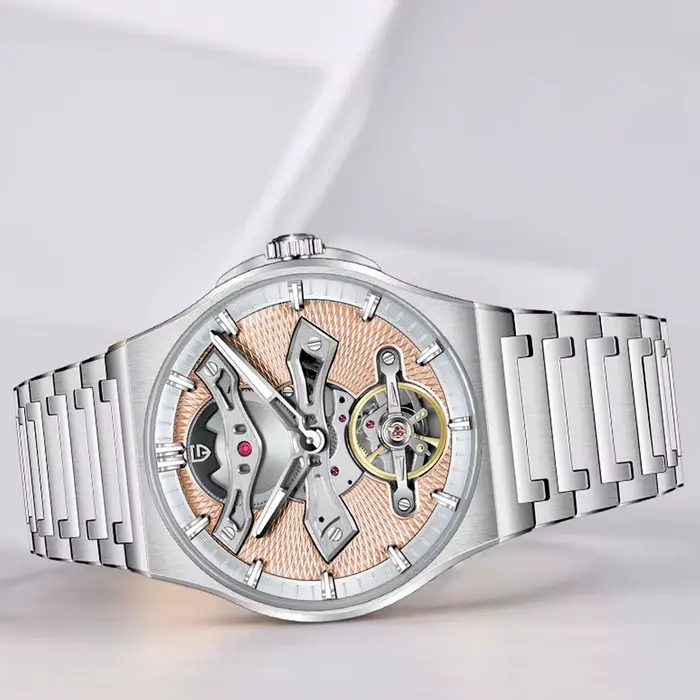 PAGANI DESIGN YS028 Tourbillon montre pour hommes verre saphir creux mécanique montre-bracelet en acier inoxydable