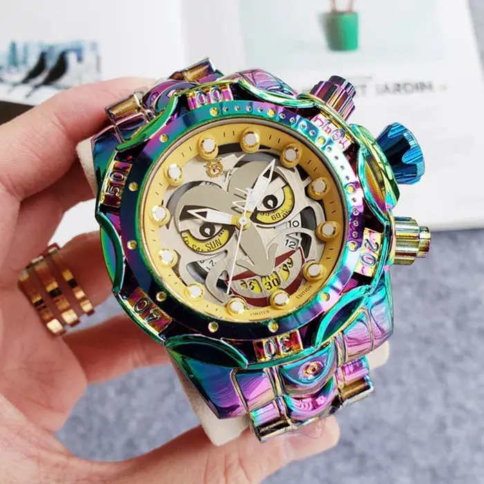 Joker invaincu montres à Quartz hommes réserve boulon Zeus fonction Invincible grand cadran mâle montre AAA horloge chaude Relogio Masculino