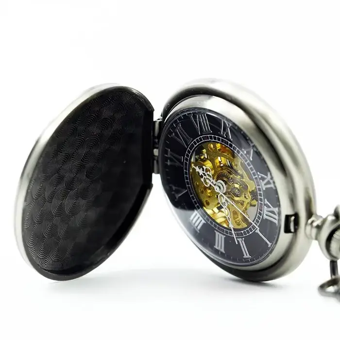Classique suisse croix rouge creux mécanique montre de poche main vent Fob montres de haute qualité hommes femmes