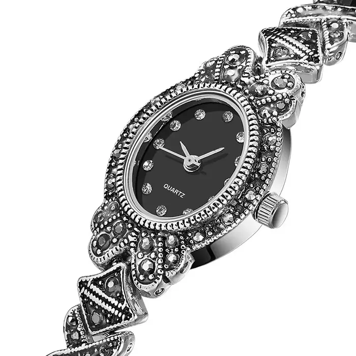 Montre à Quartz Vintage pour femmes, strass, Bracelet en alliage sculpté, mode rétro cristal, horlog
