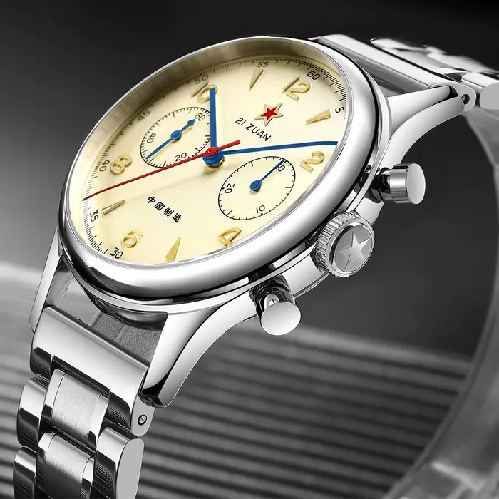 Montre SEAKOSS Chronographe 1963 Mécanique Manuelle Acier Inoxydable Pour Homme Occasions Spéciales Résistante à l'Eau