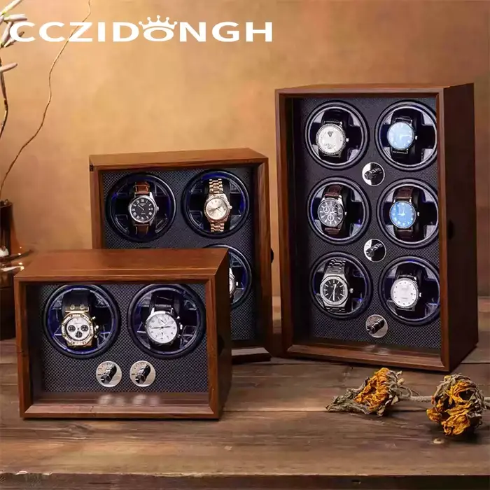 Boîte de remontoir de montre mécanique en bois avec plusieurs modes de rotation pour maintenance quotidienne et collectionneurs occasions spéciales