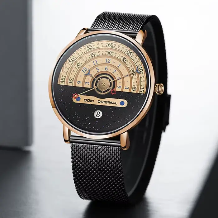 DOM 1288 nouvelle montre à Quartz pour hommes mode créative de luxe en cuir lune étoile pointeur montres