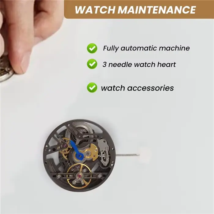 Mouvement mécanique automatique LB20 pour poignet avec trois aiguilles creuses accessoires de montre pour réparation et maintenance horlogère élégante pour homme et femme occasions spéciales