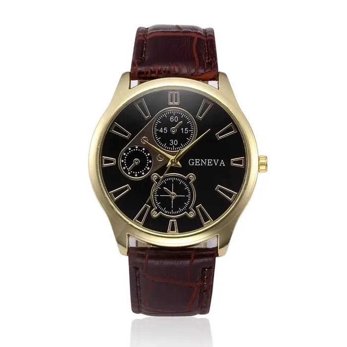 Genève-Montre-bracelet en cuir pour homme