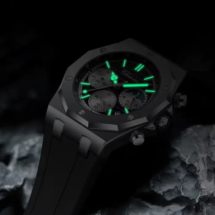 Montre CHENXI Hommes de Luxe Chronographe Sport Quartz Élégante Résistante à l'Eau Bracelet en Silicone Occasions Spéciales