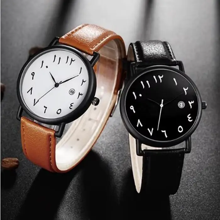 Montre-bracelet en cuir de luxe pour hommes