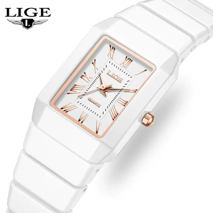 Montre rectangulaire de luxe LIGE pour femme