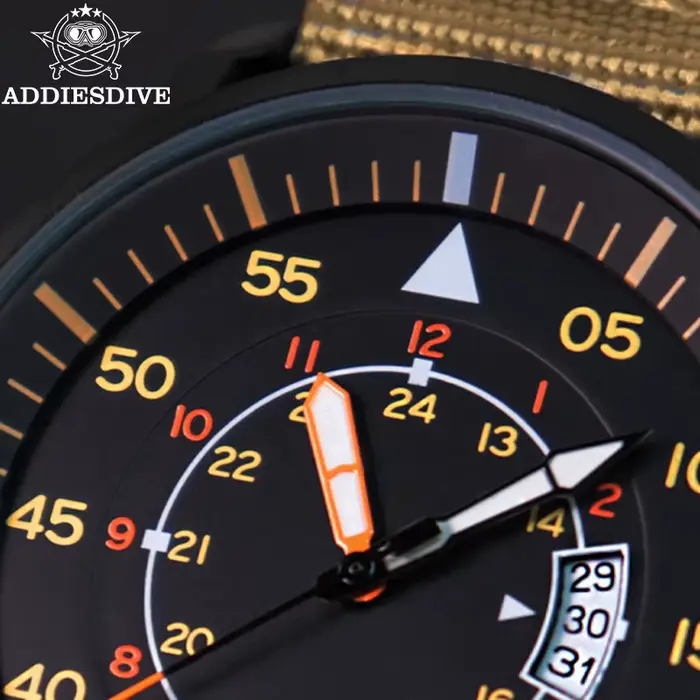 Montre à Quartz ADDIESDIVE pour Hommes avec Bracelet en Nylon Étanche et Lumineuse pour Occasions Sportives et Formelles