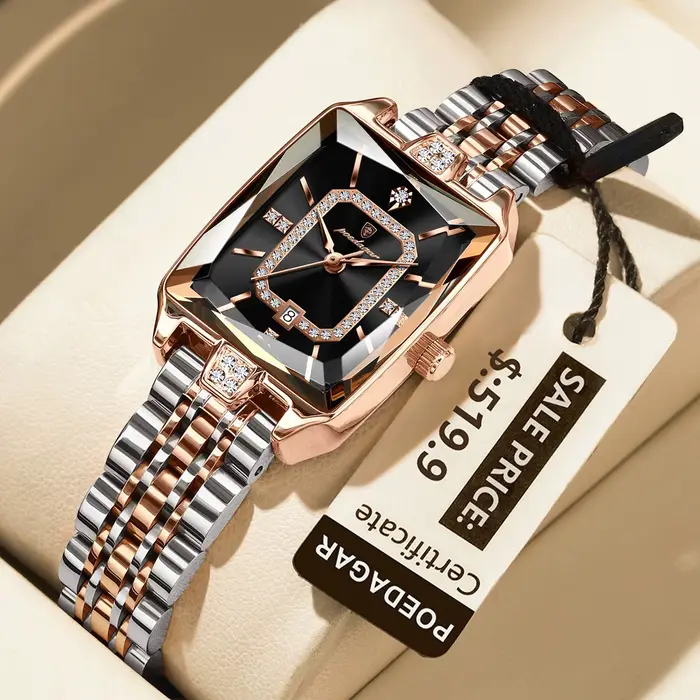 POEDAGAR montre rectangulaire de luxe pour femme calendrier étanche montre Simple pour femme mode mo