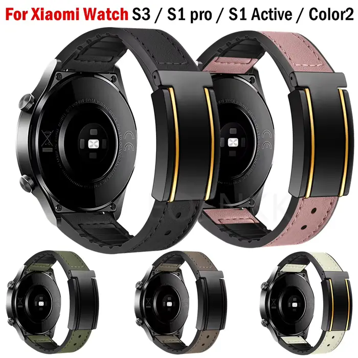 Bracelet magnétique en cuir et silicone pour Xiaomi Watch S3