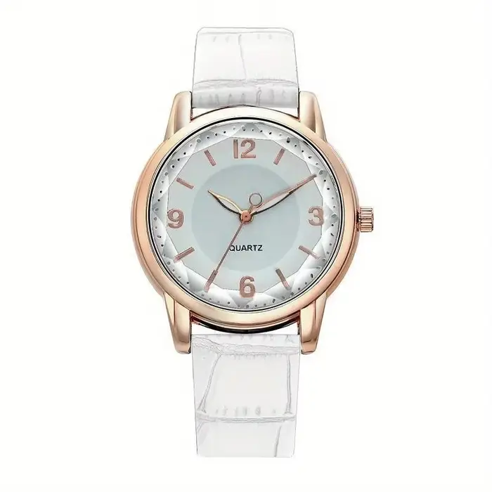 Montre à quartz avec pointeur rond pour femme