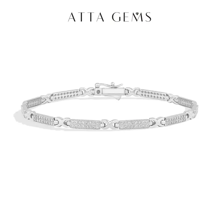 ATTAGEMS – Bracelets Moissanite éblouissants à Double rangée, chaîne de Tennis Simple à la mode pour