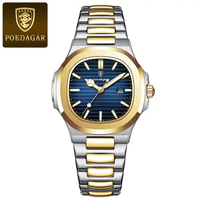 POEDAGAR montre carrée de luxe pour femme étanche lumineux Date dames montre en acier inoxydable Qua