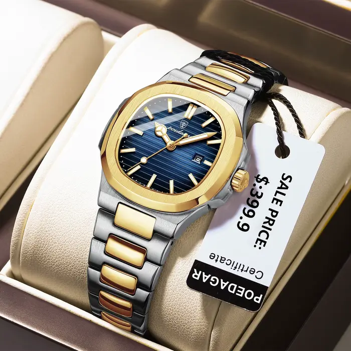 POEDAGAR montre carrée de luxe pour femme étanche lumineux Date dames