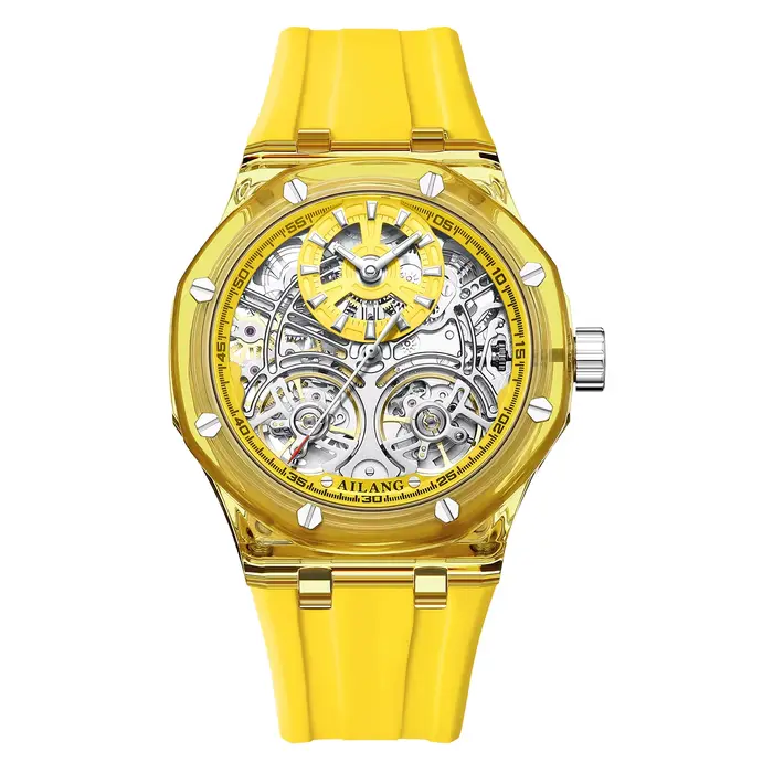 Montre mécanique automatique étanche, double tourbillon simple, style sport décontracté, technologie