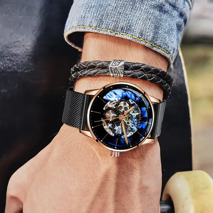 AILANG Nouvelle montre mécanique pour homme, montre squelette, montre automatique de luxe, bracelet