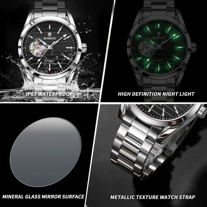 Montres mécaniques originales BINBOND pour hommes