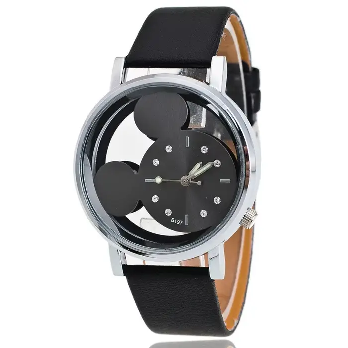 Montre Mickey pour enfants bracelet en cuir alliage boîtier rond mouvement quartz aiguille display multiple color options for boys and girls school birthday gift