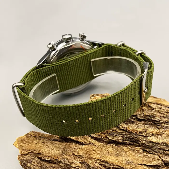 Montre Heimdallr Pilot Watch 42mm acier inoxydable bracelet tissu occasionnels homme aventuriers résistante à l'eau quartz