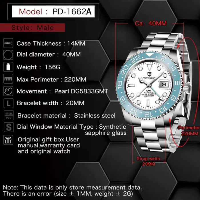 PAGANI DESIGN – montre GMT pour hommes