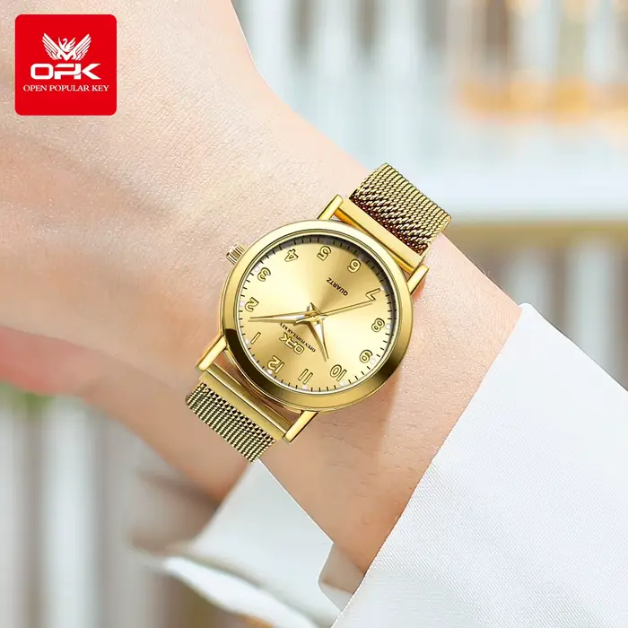 OPK 8115 montre pour femme Simple mode originale montre-bracelet à Quartz en acier inoxydable maille bracelet