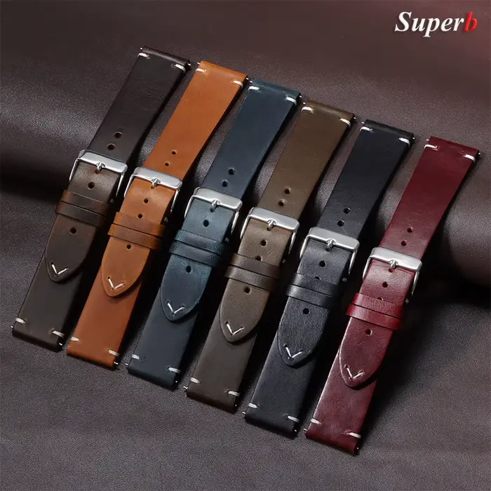 Bracelet de montre en cuir huilé vintage 18 mm 20 mm 22 mm 19 mm 21 mm 24 mm