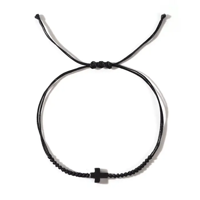Go2boho – Bracelets minimalistes pour hommes, cordon empilable, tissé à la main, cire noire, Protect