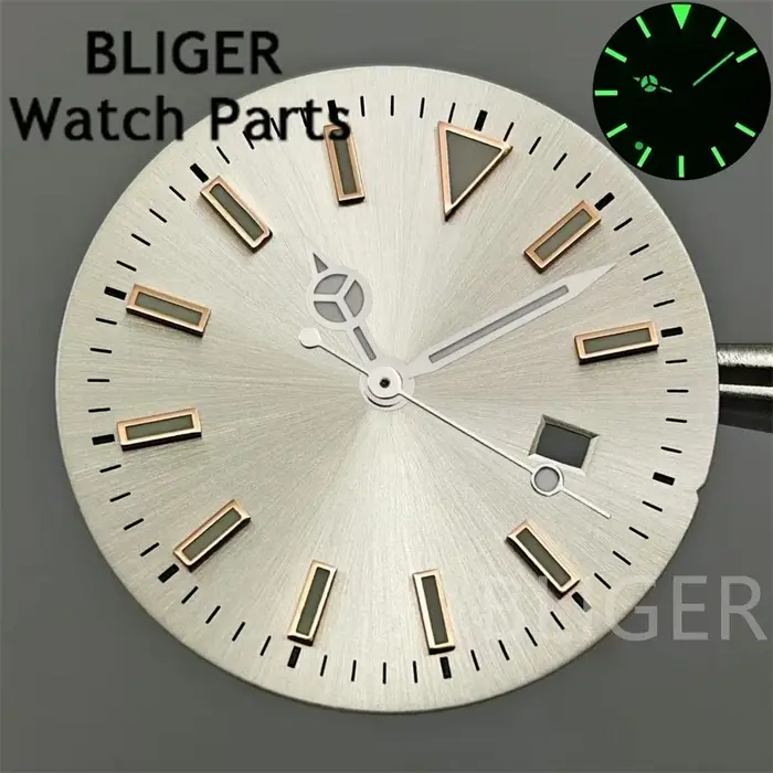 BLIGER 24.5mm Sunburst femmes montre cadran ensemble d'aiguilles blanc gris vert Rose or
