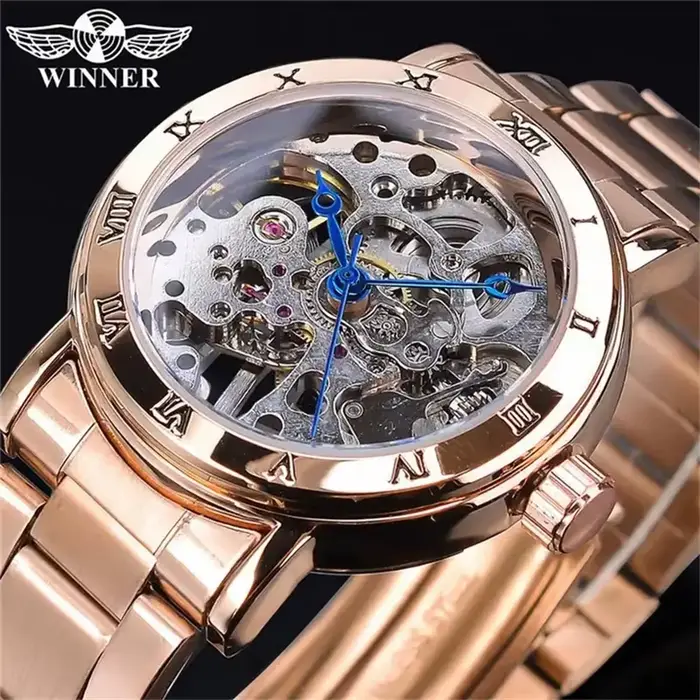 Montre T-Winner en or rose avec ventilation manuelle pour femmes mode et décontracté pour diverses occasions et activités quotidiennes