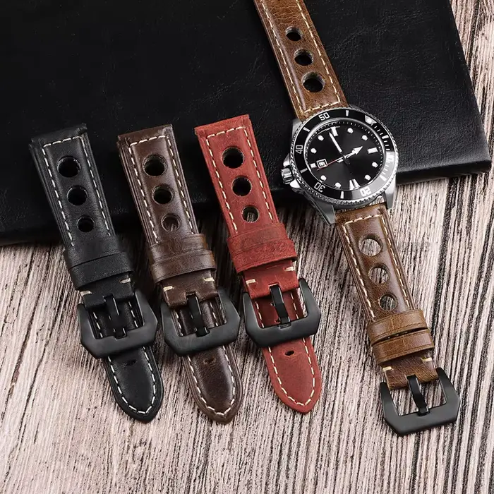 Bracelet de montre Vintage en cuir de vache véritable pour Omega pour Panerai pour femmes hommes