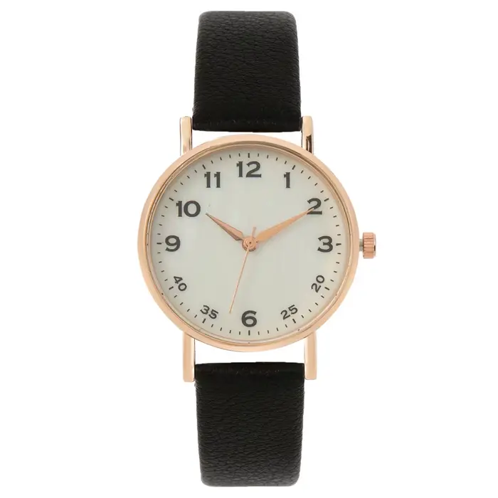 Montre de marque pour femmes Montre à quartz simple ronde digitale pour femmes Montre en cuir décont