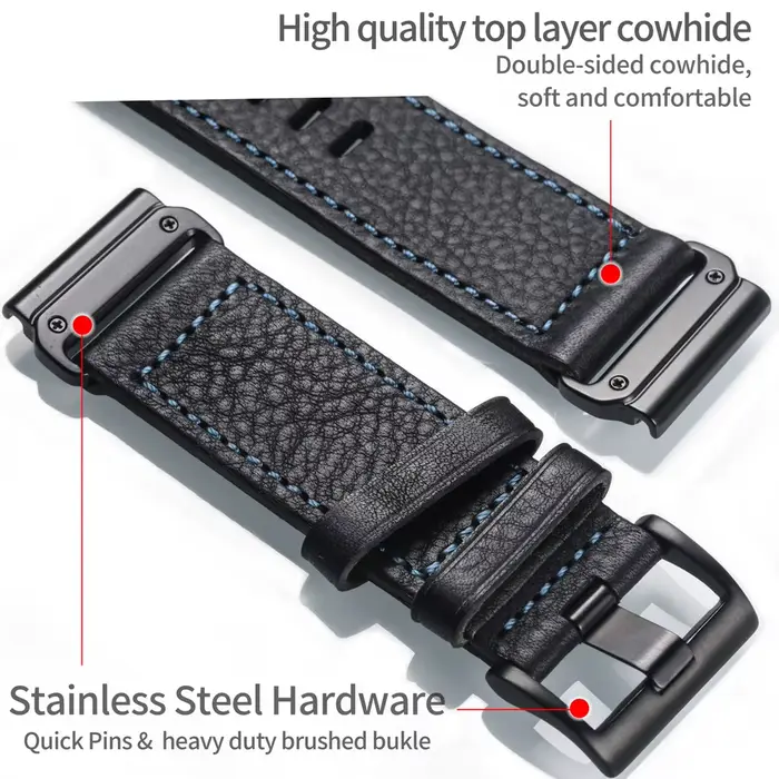 Bracelet de montre en cuir de vachette pour Garmin