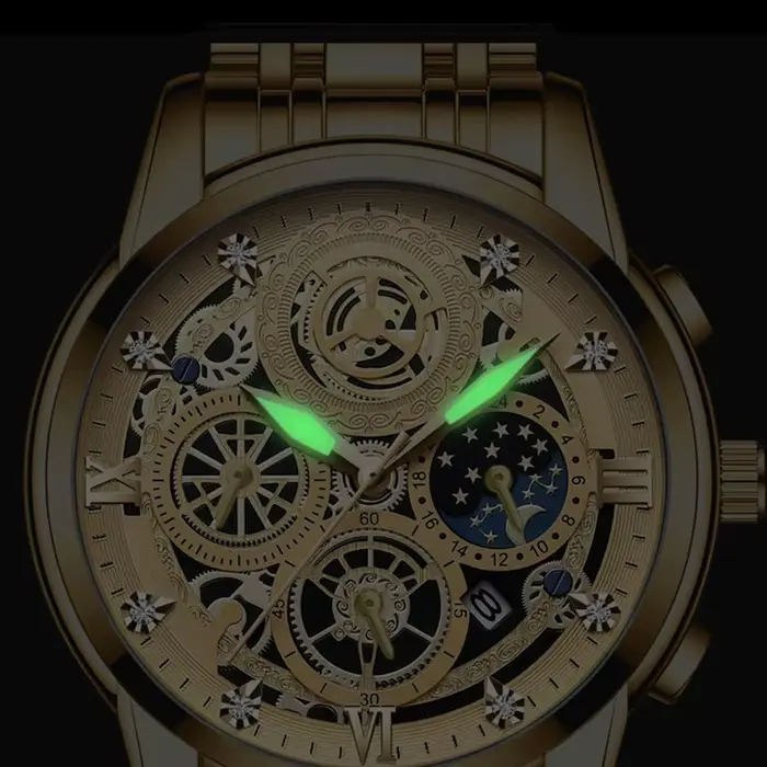 BINBOND luxe Quartz pour hommes montre bracelet en acier inoxydable cadran de luxe lumineux 30M étan