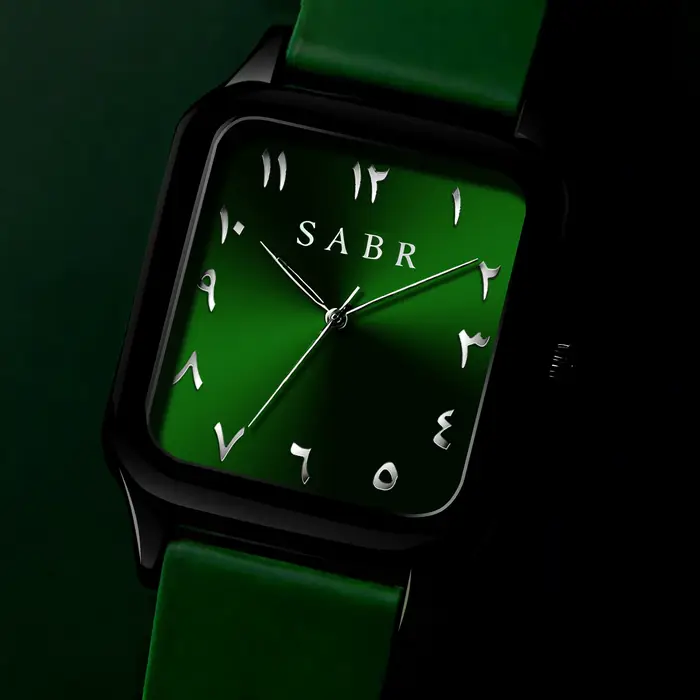 Sabr montre à chiffres arabes 3ATM boîtier en alliage étanche montre-bracelet à Quartz pour hommes bracelet en Silicone