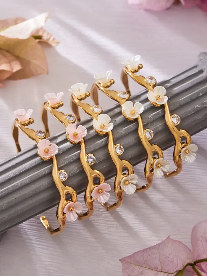 Bracelet à fleurs roses et blanches de haute qualité pour femmes