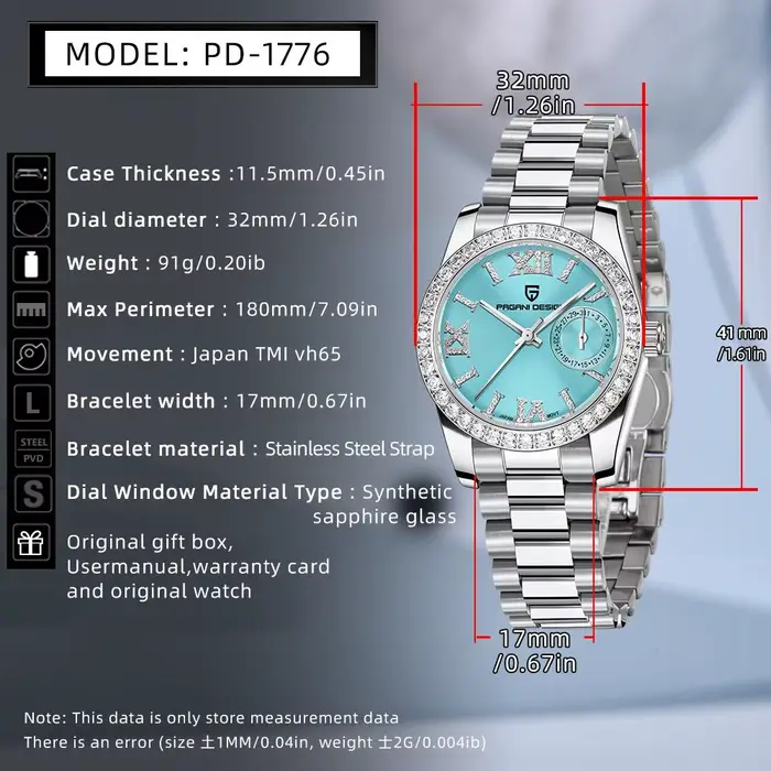 Montre à quartz pour femme PAGANI DESIGN originale 32 mm VH65