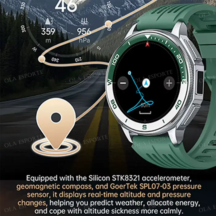 Montres connectées GPS OLA ESPORTE pour hommes, avec cartes hors ligne, suivi de santé et activités sportives, disponible en plusieurs couleurs