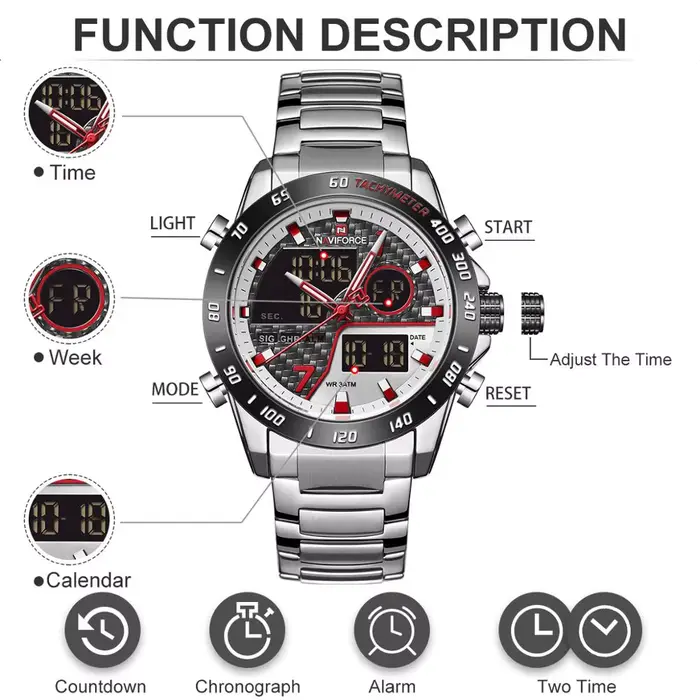 Montre à quartz électronique étanche pour homme