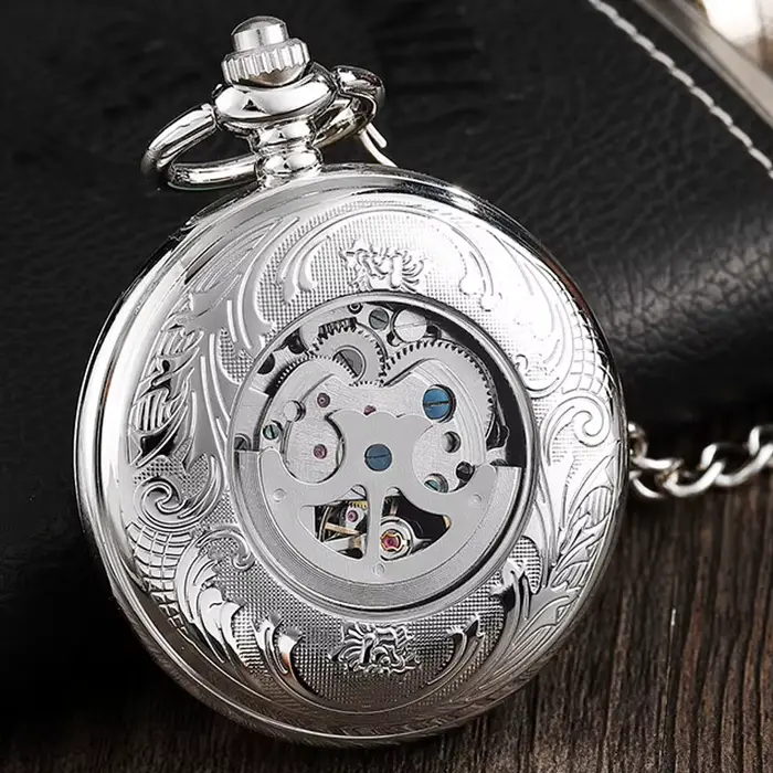 Montre de Poche Mécanique en Acier Inoxydable pour Homme et Femme