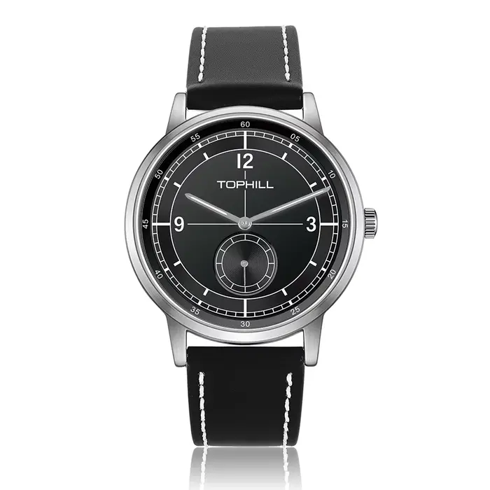 Montre à quartz pour homme TOPHILL Miyota 1L45 40 mm, bracelet en cuir, style rétro, lumineuse, avec