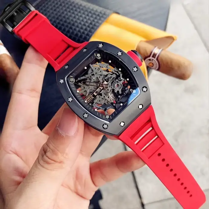 Bracelet de montre en caoutchouc de silicone étanche pour homme