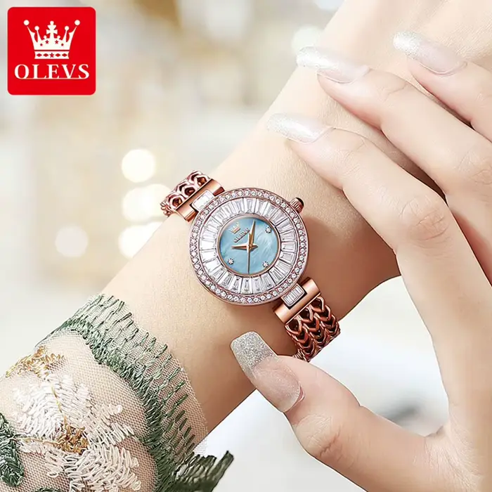 Montre Quartz Élégante en Acier Inoxydable avec Pièces de Diamant pour Femmes Occasions Spéciales
