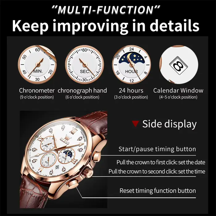 Montre-bracelet à quartz chronographe OLEVS 2888 pour homme