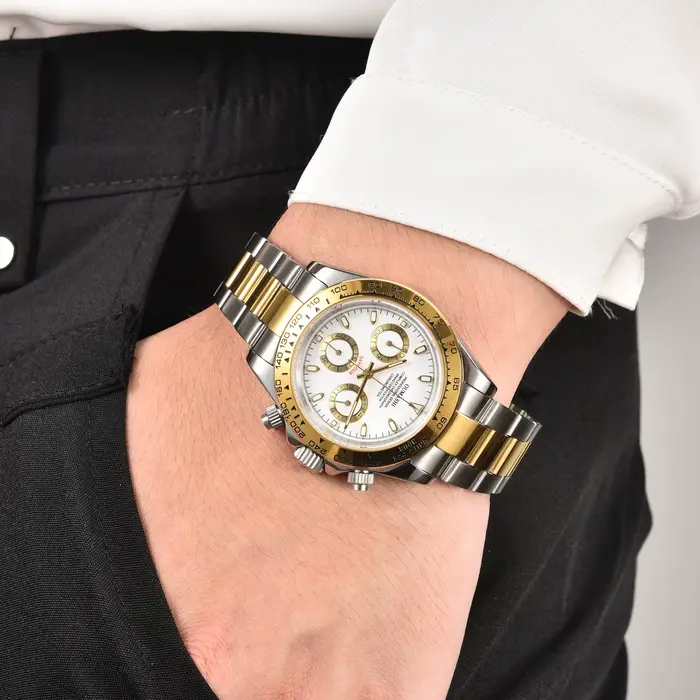 Montre OUMASHI-DTNVK63 Acier Inoxydable Quartz Panda Cas Rond Occasions Spéciales Homme