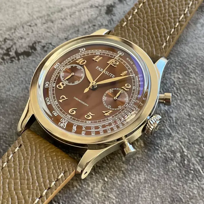 FARASUTE hommes chronographe montre 38mm luxe Panda classique manuel vent mécanique montre-bracelet 