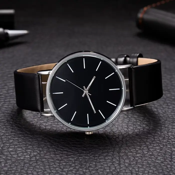 Relogio Masculino – montre-bracelet à Quartz en cuir pour hommes